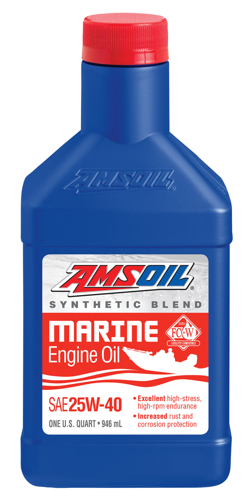 AMSOIL 25W-40 Synthetic-Blend Marine Engine Oil Quart